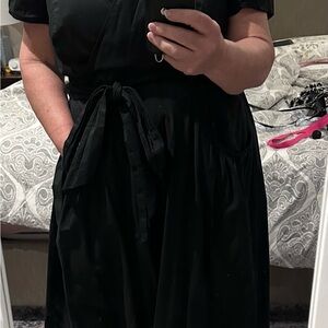 Black Cotton Wrap Dress